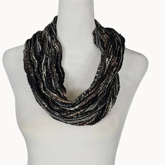 unbranded Accessories - Women's One Size Metallic Black/Grey/White Infinity Wrap Wool‎ Scarf Whimsigoth